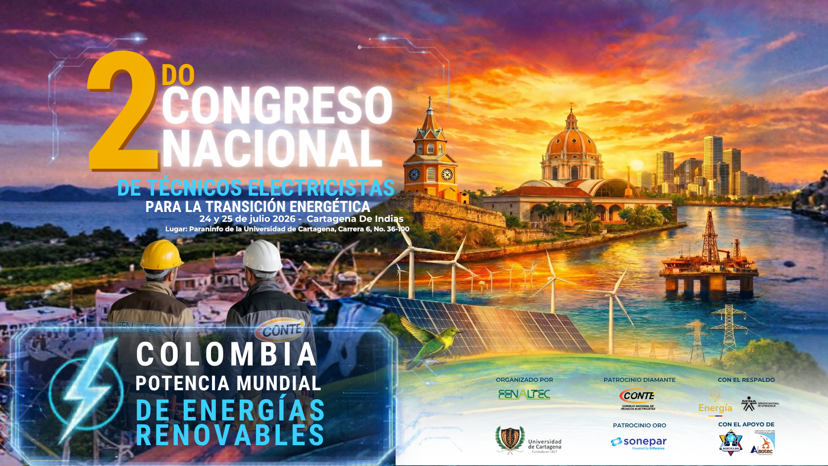 Cartagena será sede del 2° Congreso Nacional de Técnicos Electricistas para la Transición Energética